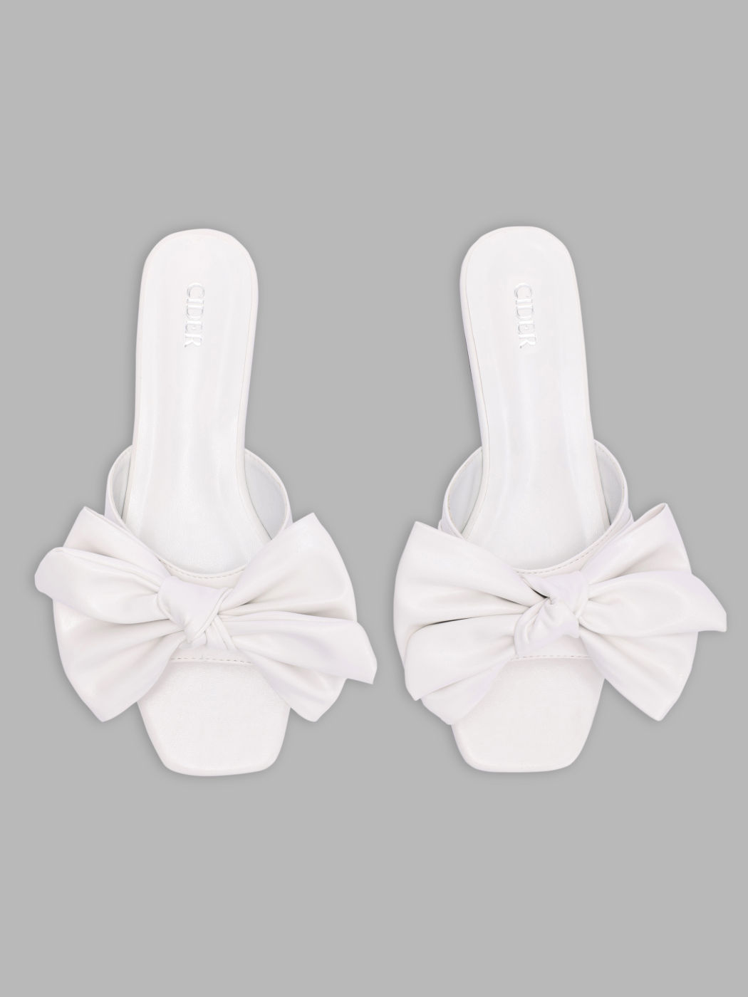 Faux Leather Bowknot Decor Single Band Slippers