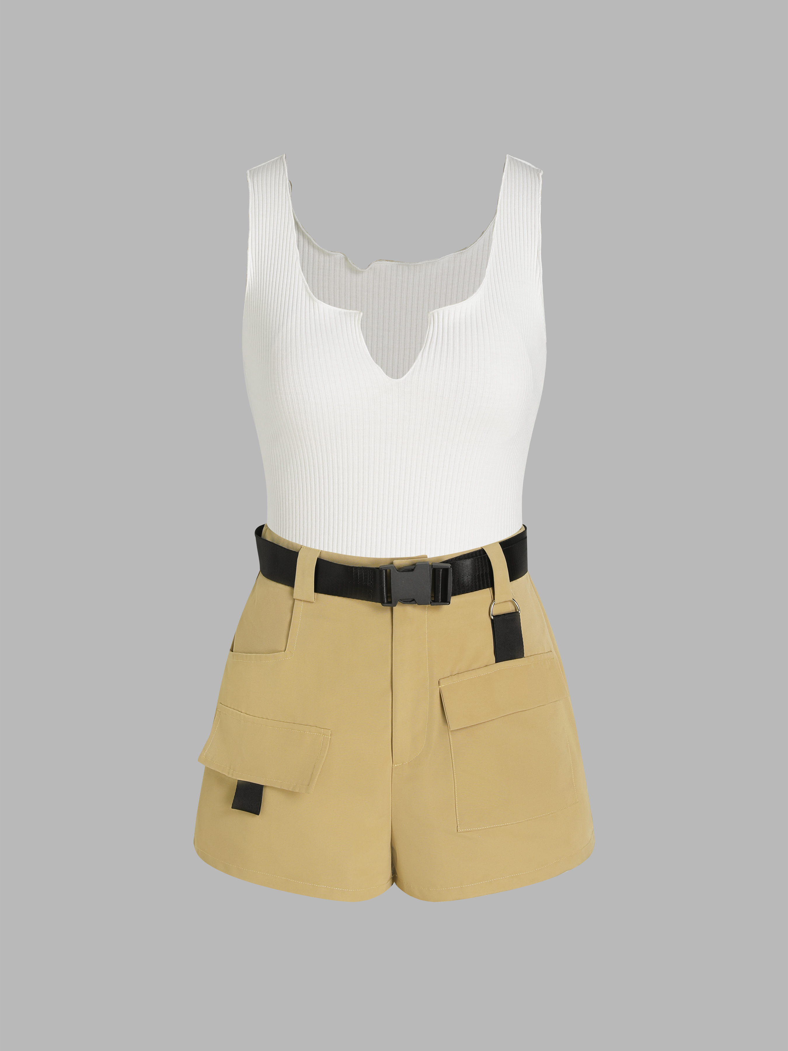 V-Neck Short Sleeve Top and Shorts Set main image 0
