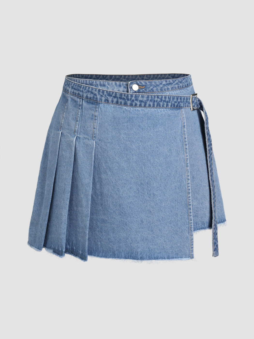 Jeans-Shorts mit weitem Bein und Plissee und Gürtel Kurve & Plus
