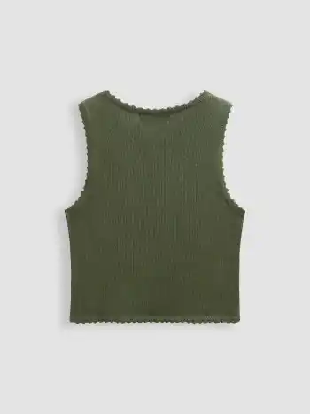 Gestricktes Tanktop mit Rosette und Rundhalsausschnitt