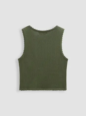 Rosette Round Neckline Knitted Tank Top