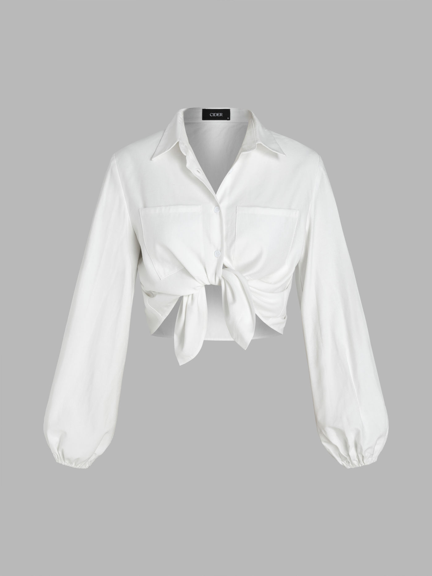 Collar Knotted Long Sleeve Shirt