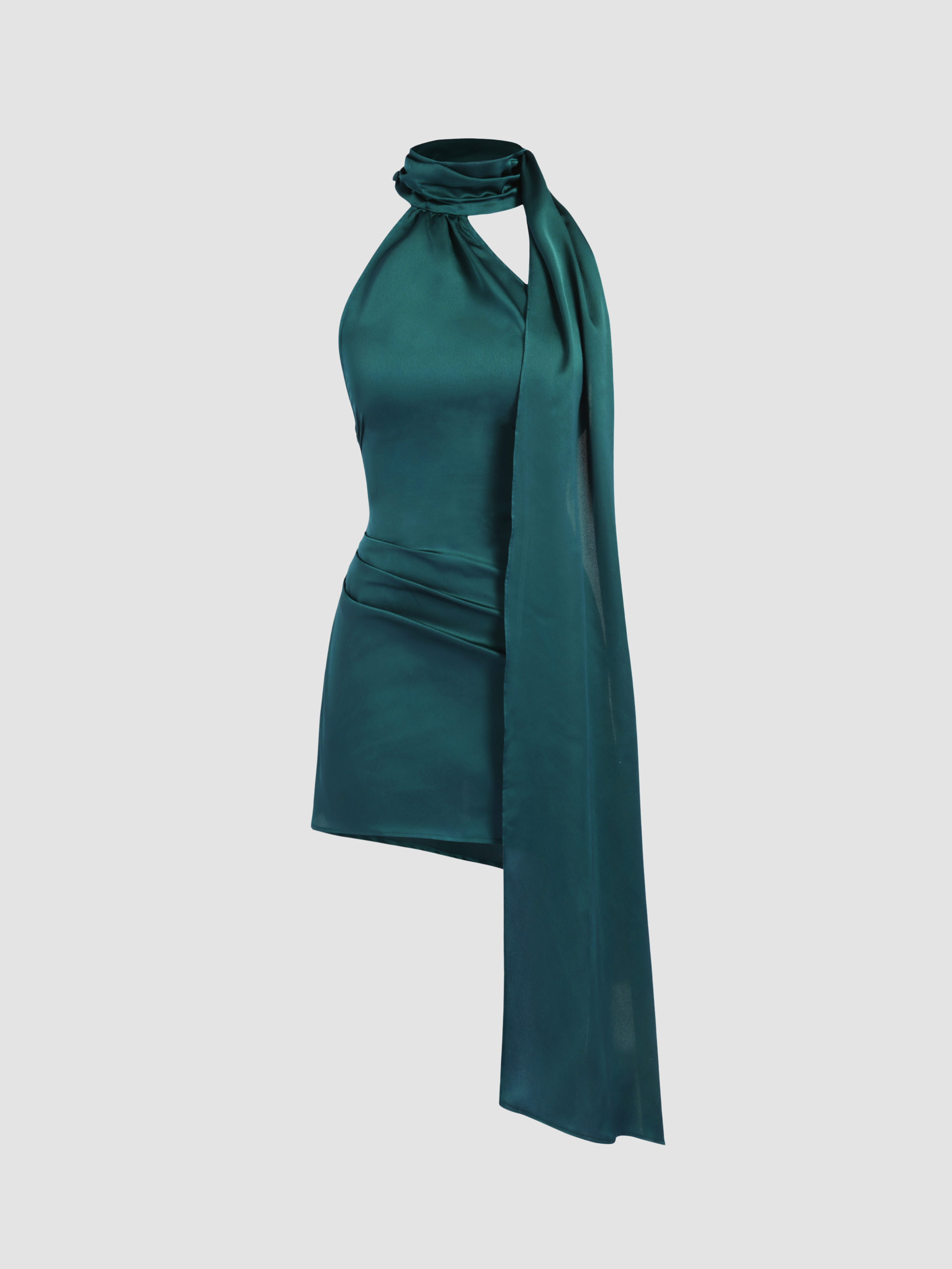 Halloween Cocktail Dress Sun Dresses Graduation Dress Grad Dresses Mini Dresses Hoco Dress Homecoming Dress Satin Satin High Neck Backless Short Dress For Date