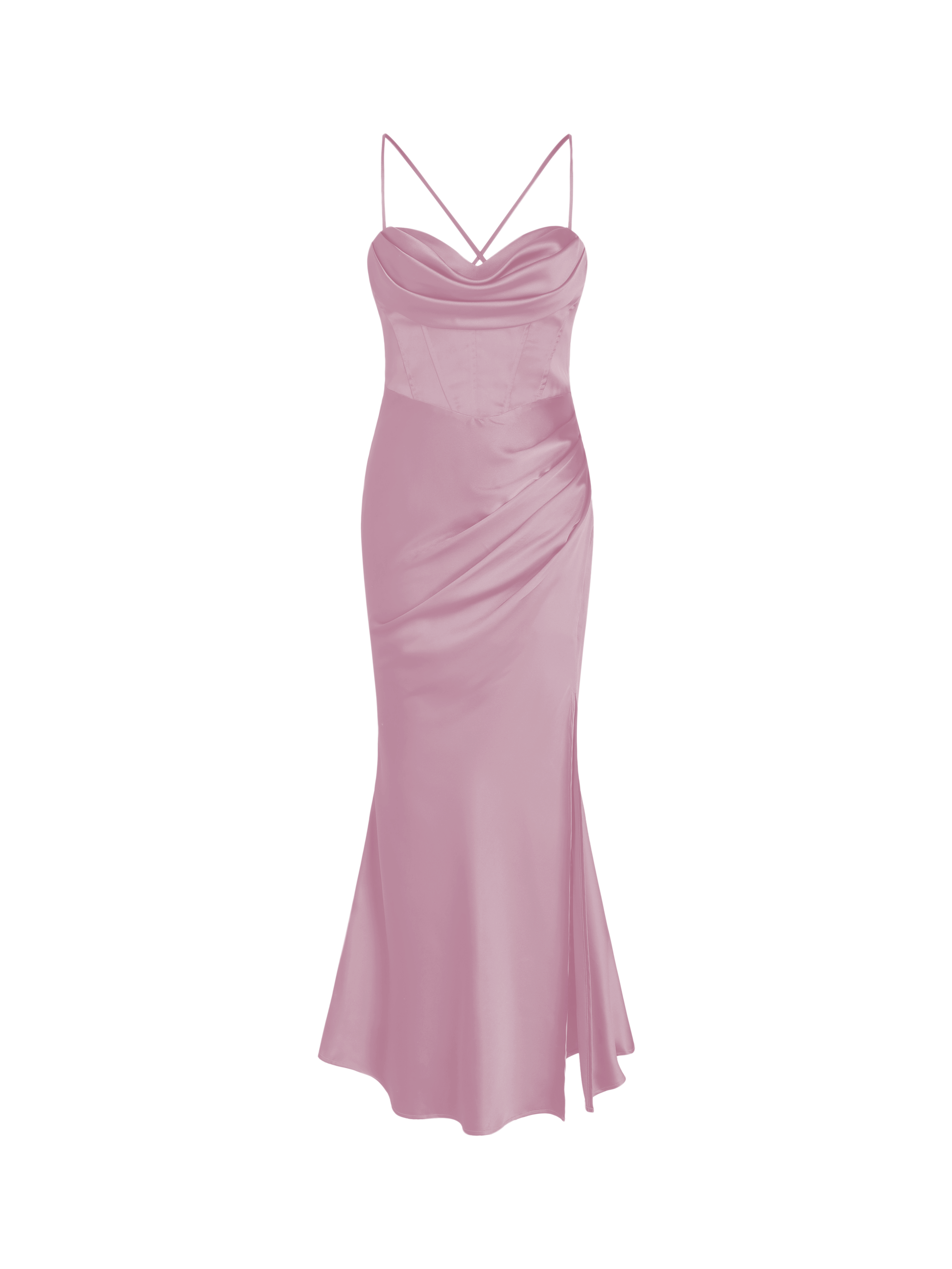 Cider◆ Satin cowl neck ソリッド フリルヘム マキシドレス Cocktail Dress Formal Dresses Wedding Guest Dress Bridesmaid