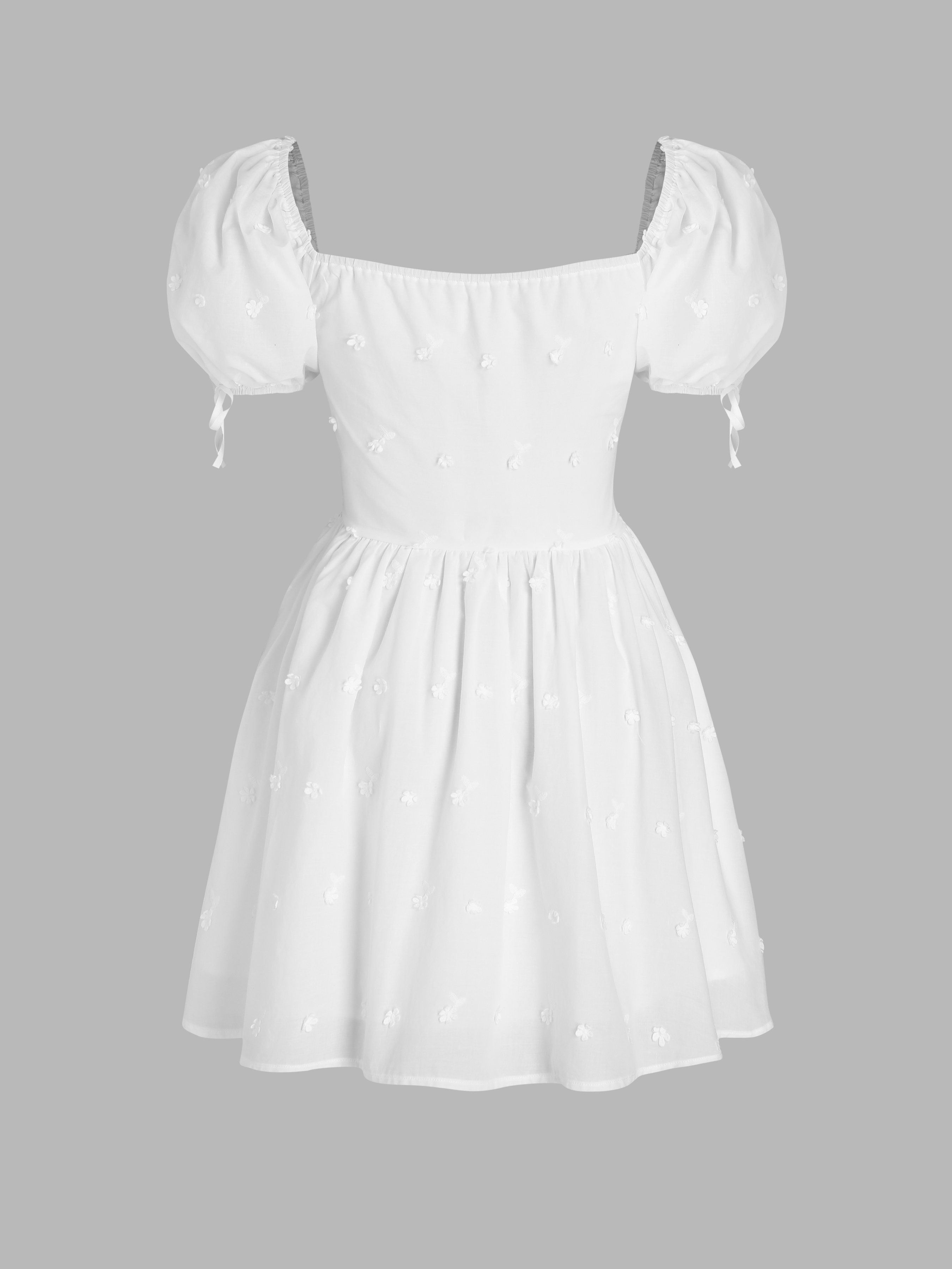 AJISAI mini frill puff OP ホワイト S SLY | FRONT OPEN TUCK SLEEVE ショートワンピース (ワンピース