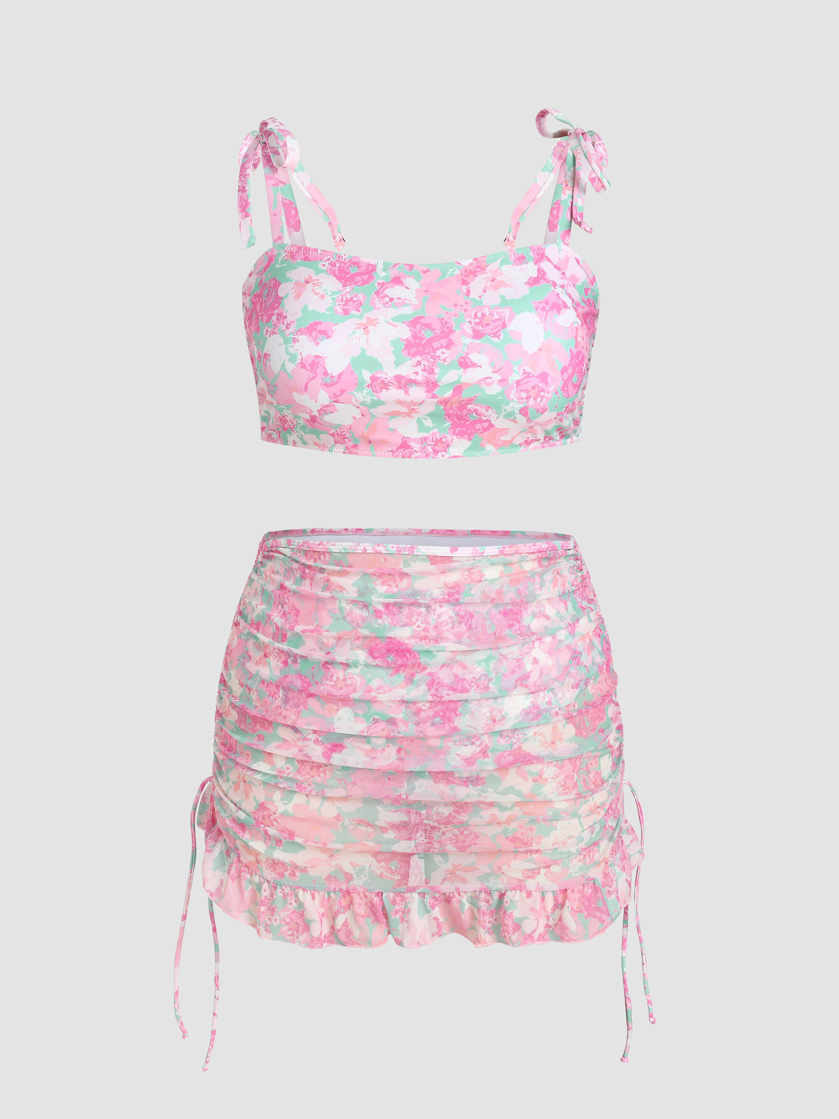 Cider◆バンドゥ コントラストバインディング ビキニ【送料込】 Contrasting Trim Bandeau Bikini Swimsuit For Vacation Beach