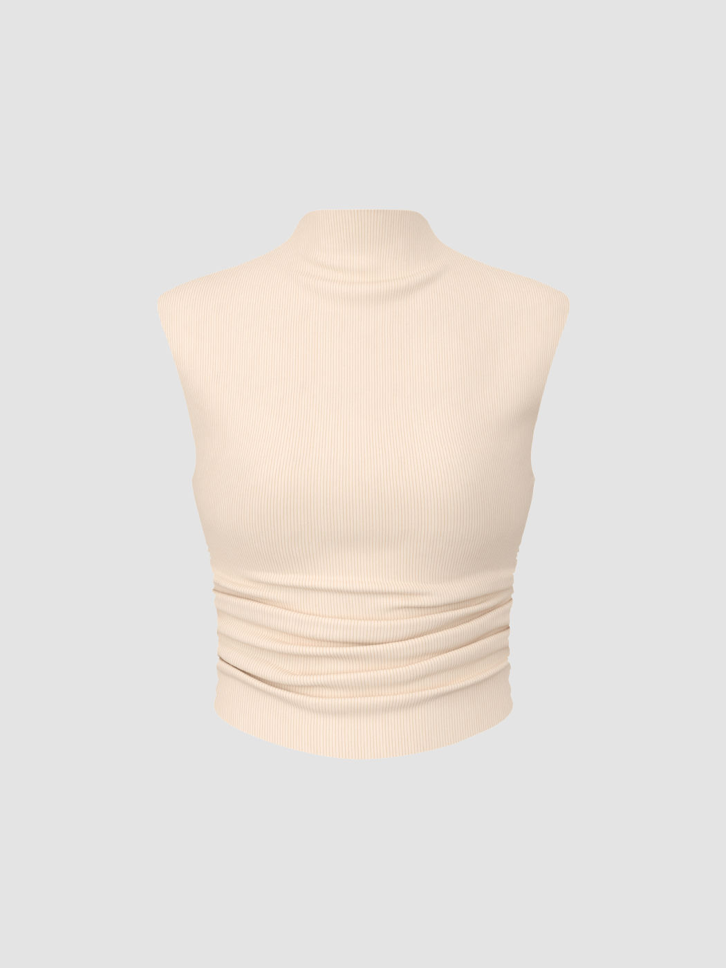 Einfarbiges hochkragiges, ärmelloses, geruchertes Tank-Top