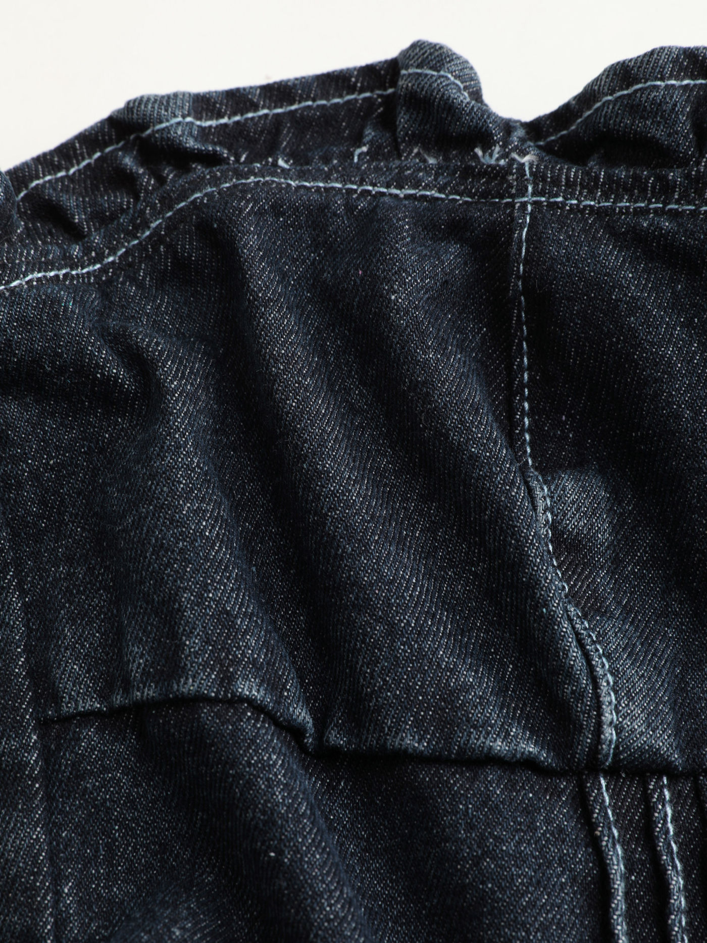 Crop Top en Jean à Fermeture Éclair et Ourlet à Volants