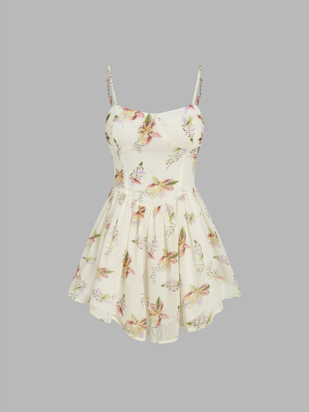 Korsett-Rüschen-Minikleid mit Blumenmuster