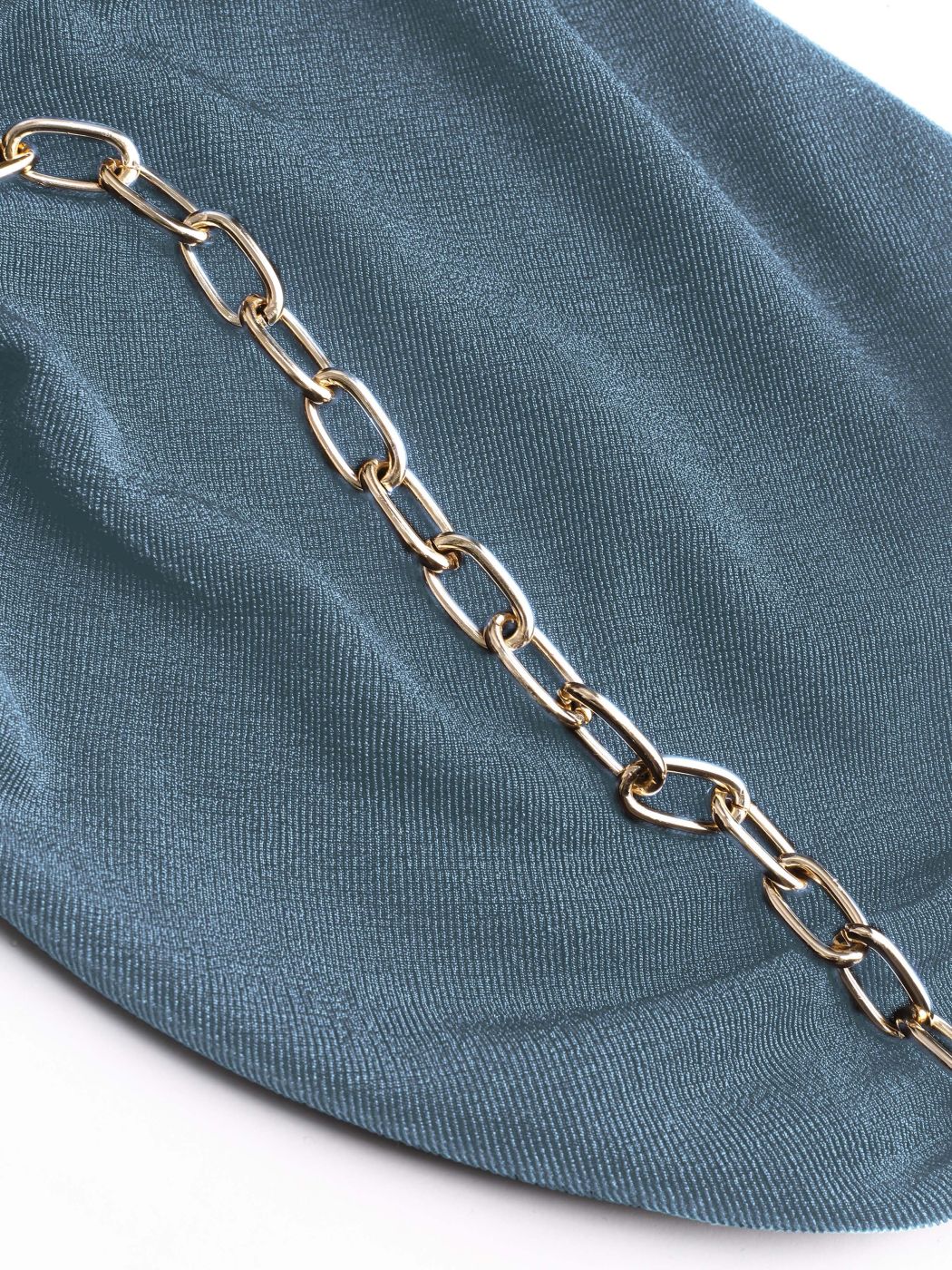  Solids Metallkettendesign rückenfreies gerafftes Crop Top