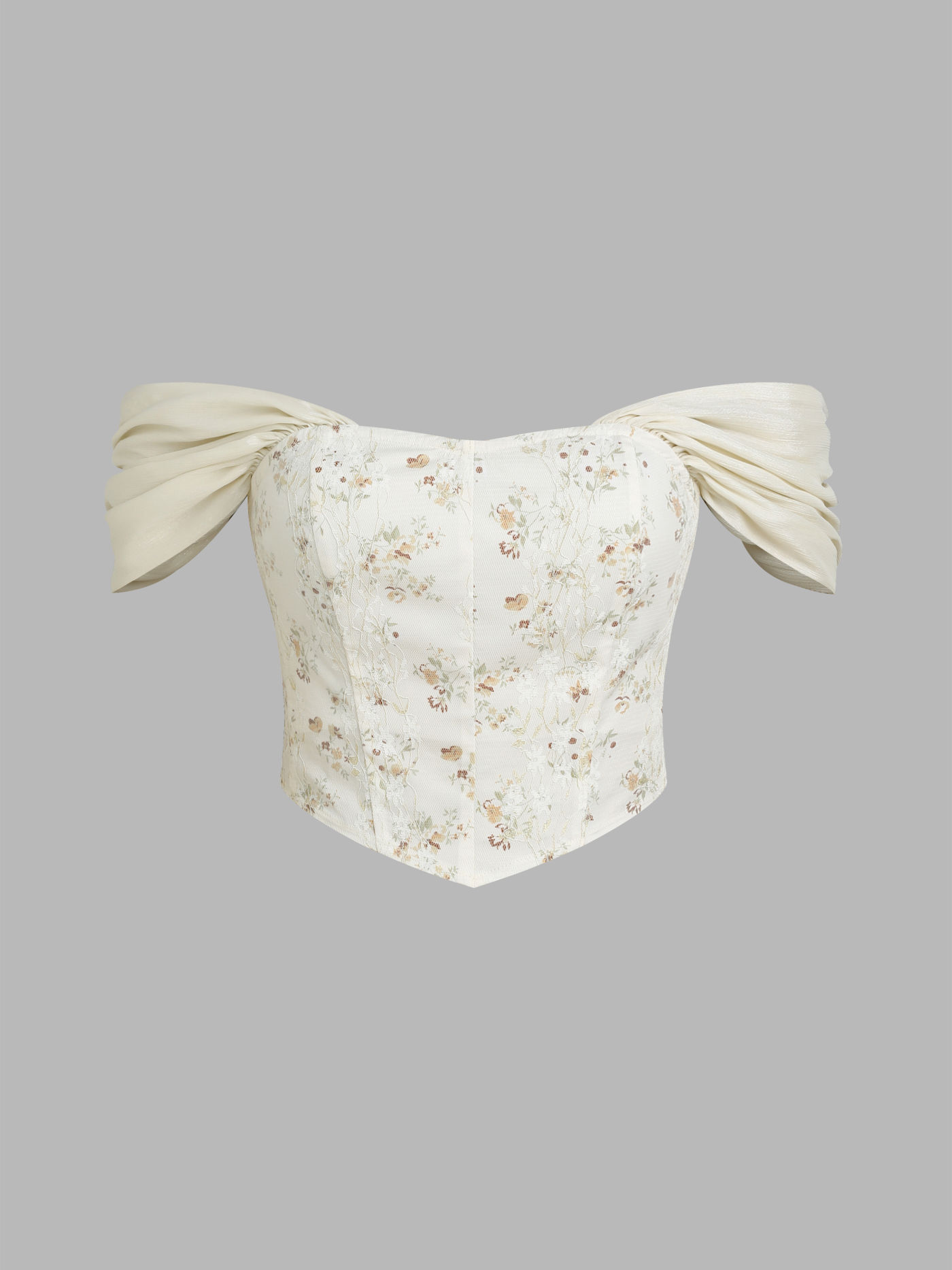 Floral Corset Off-shoulder Short Sleeve Blouse 