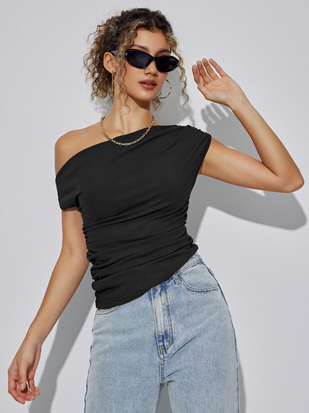Asymmetrisch Halsrunder Crop Top