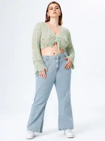 Schlitz Flare Jeanskleid Kurve & Plus