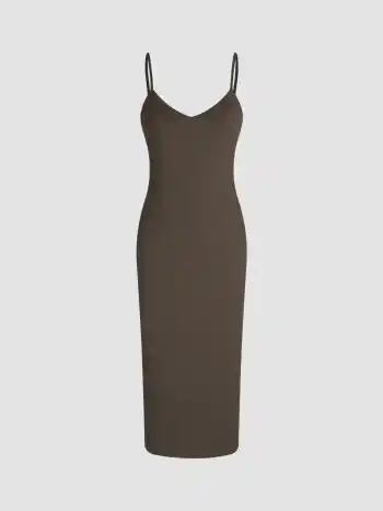 Abito midi Cami con scollo a V solido