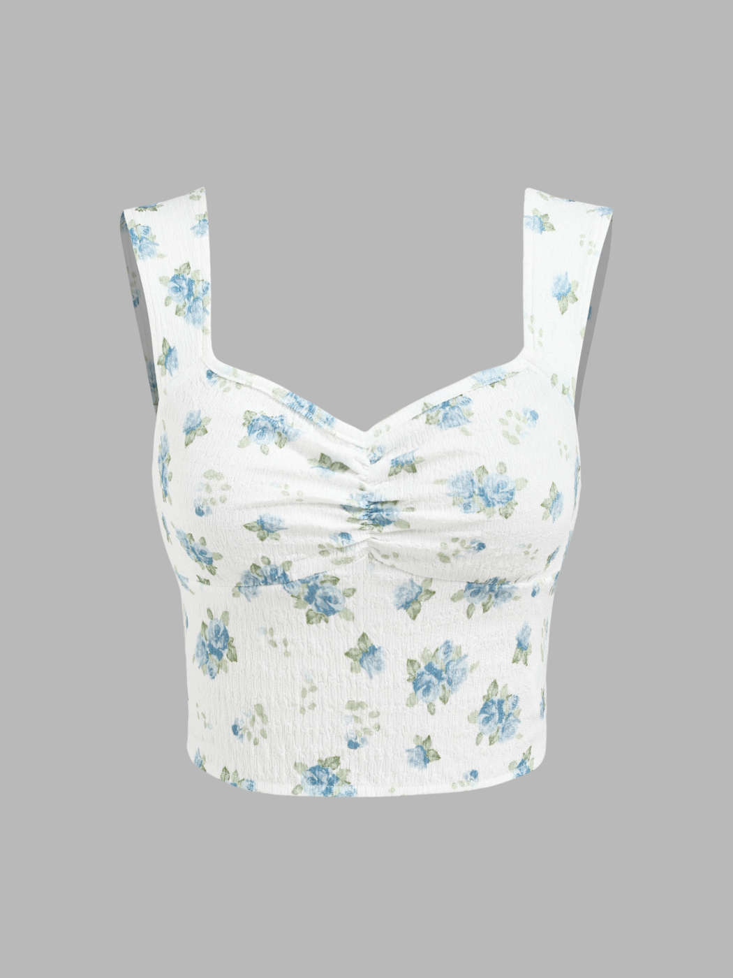 Floral Texture Ruched Crop Top