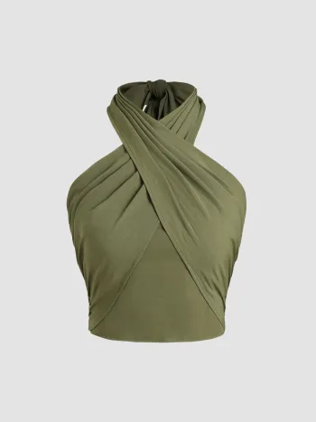 Crop Tops en croix avec sangles et effet de plissé au dos