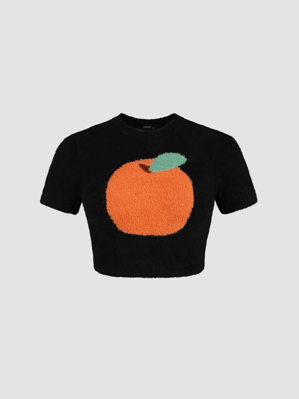 Knit Fabric Orange Pattern Knitted Short Sleeve Top Curve Plus For School