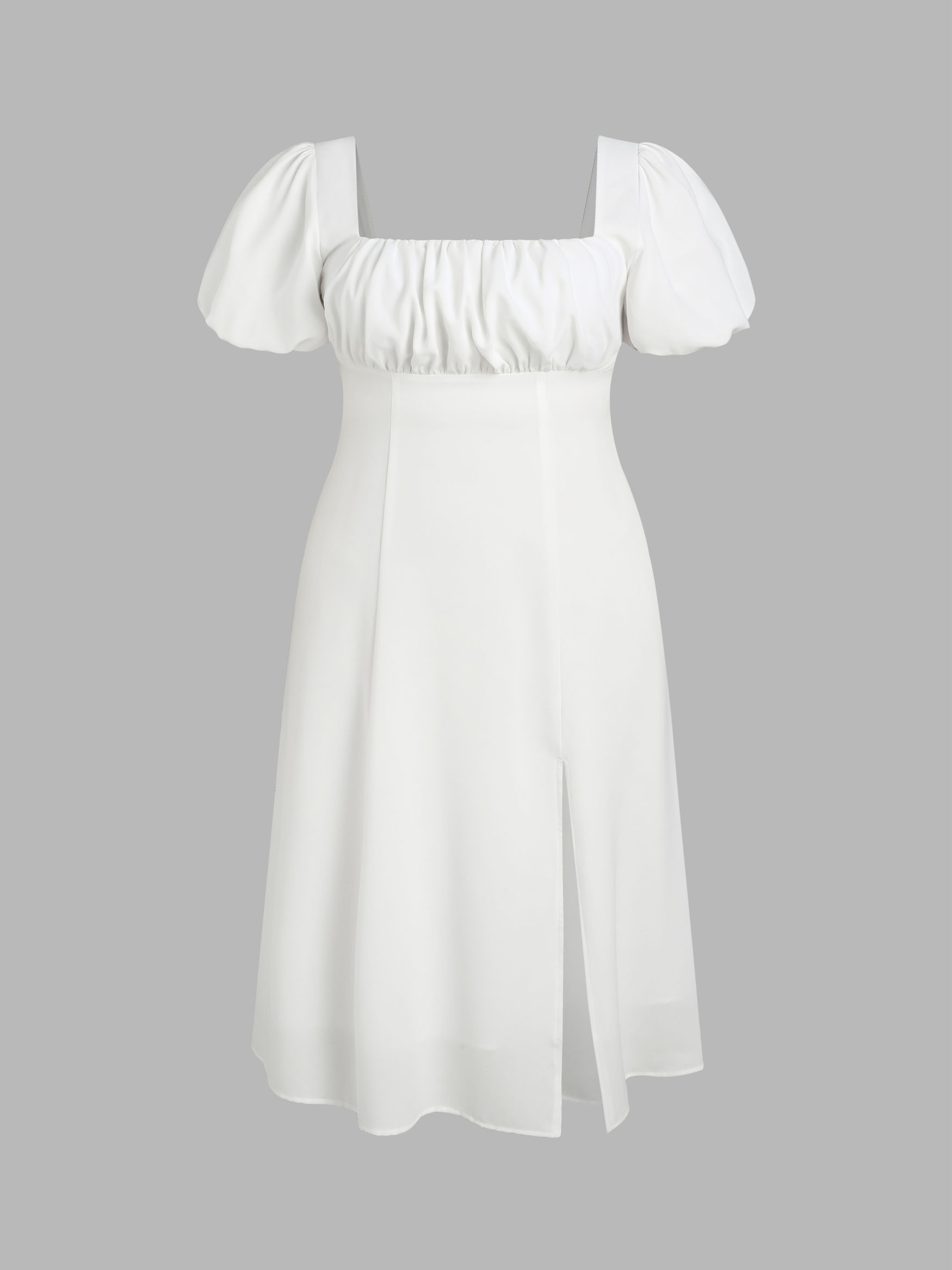 Puff Sleeve Square Neck Midi Dress Curve & Plus