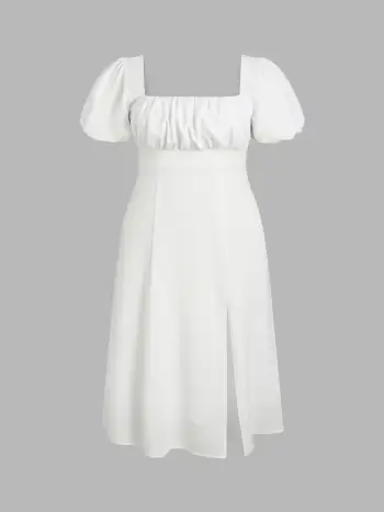 Mesh Stand Collar Floral Ruched Mini Dress Curve & Plus