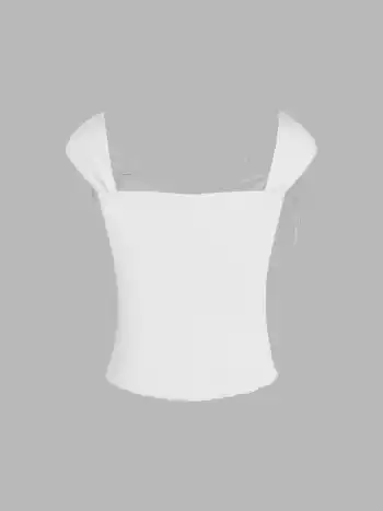 Ruched Lettuce Trim Bowknot Crop Cami Top
