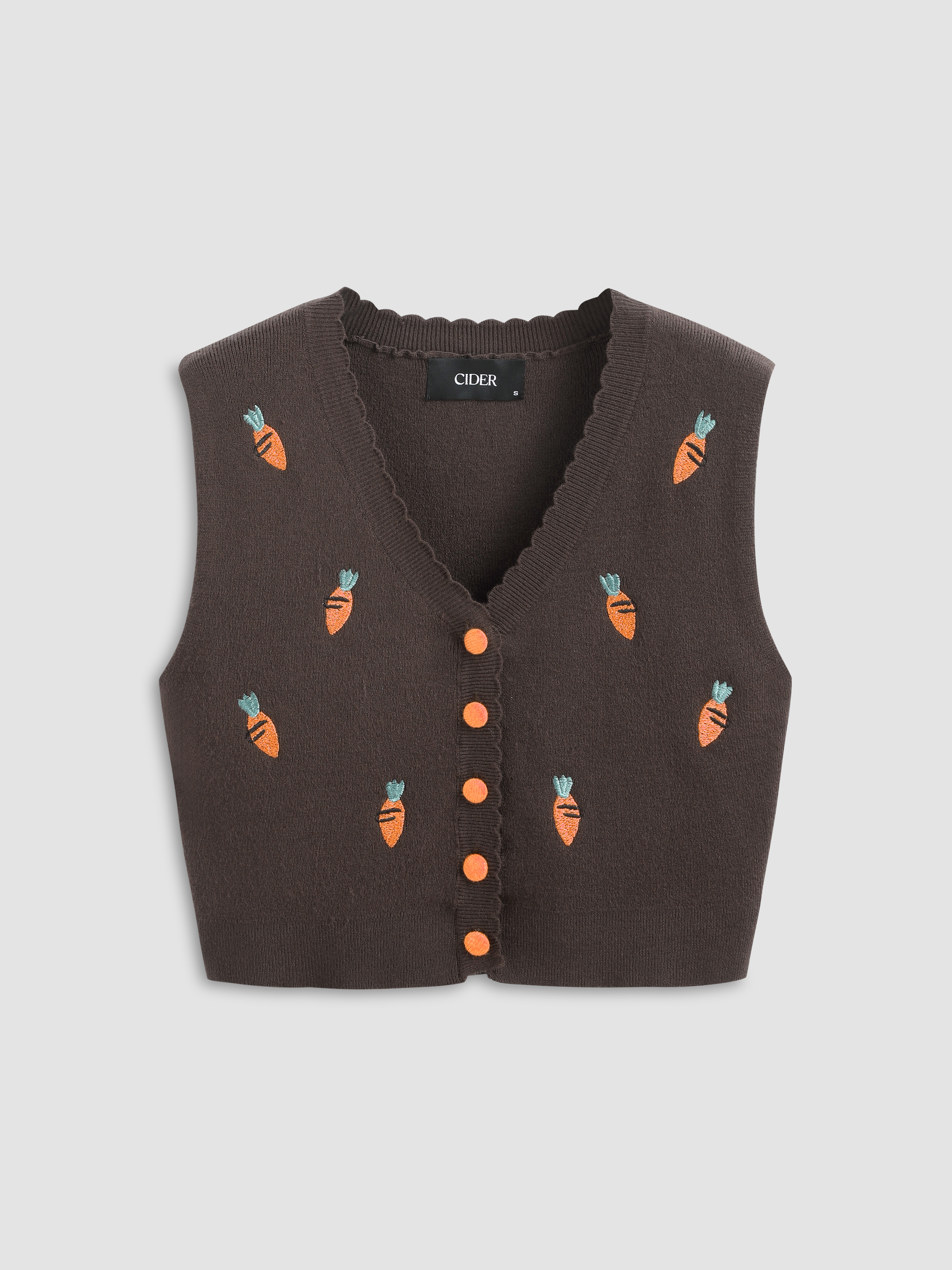 Carrot Button Knit Crop Vest Cider