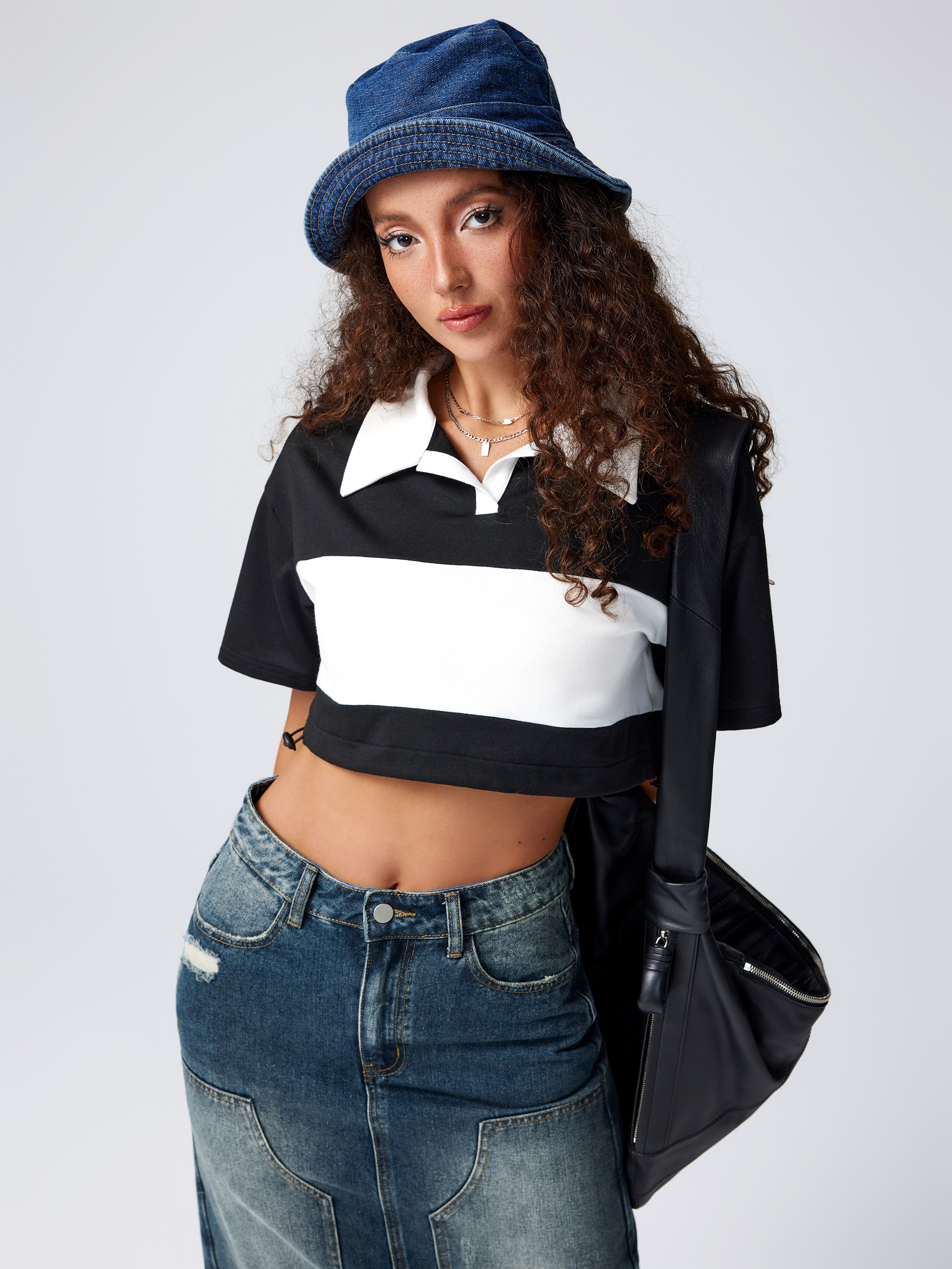 Black polo hotsell crop top