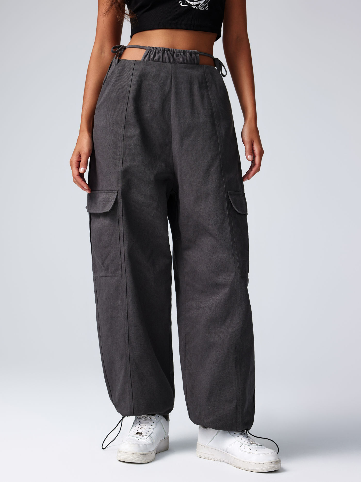 Cargo Knotted Straight Leg Drawstring Pants