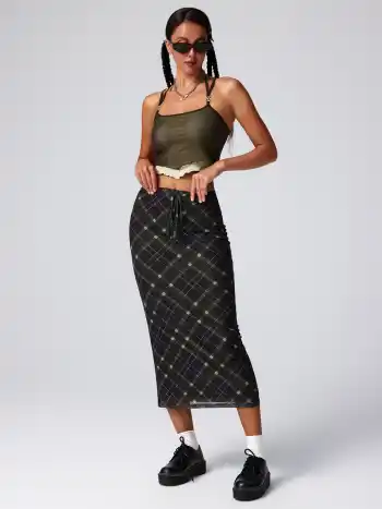 Crop-Tanktop mit Salatbesatz