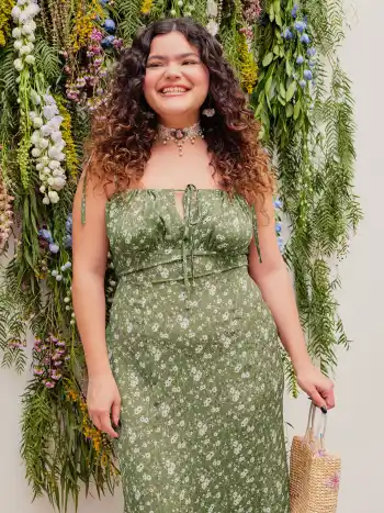 Geblümtes Meerjungfrauen-Maxikleid mit Knoten Kurve & Plus