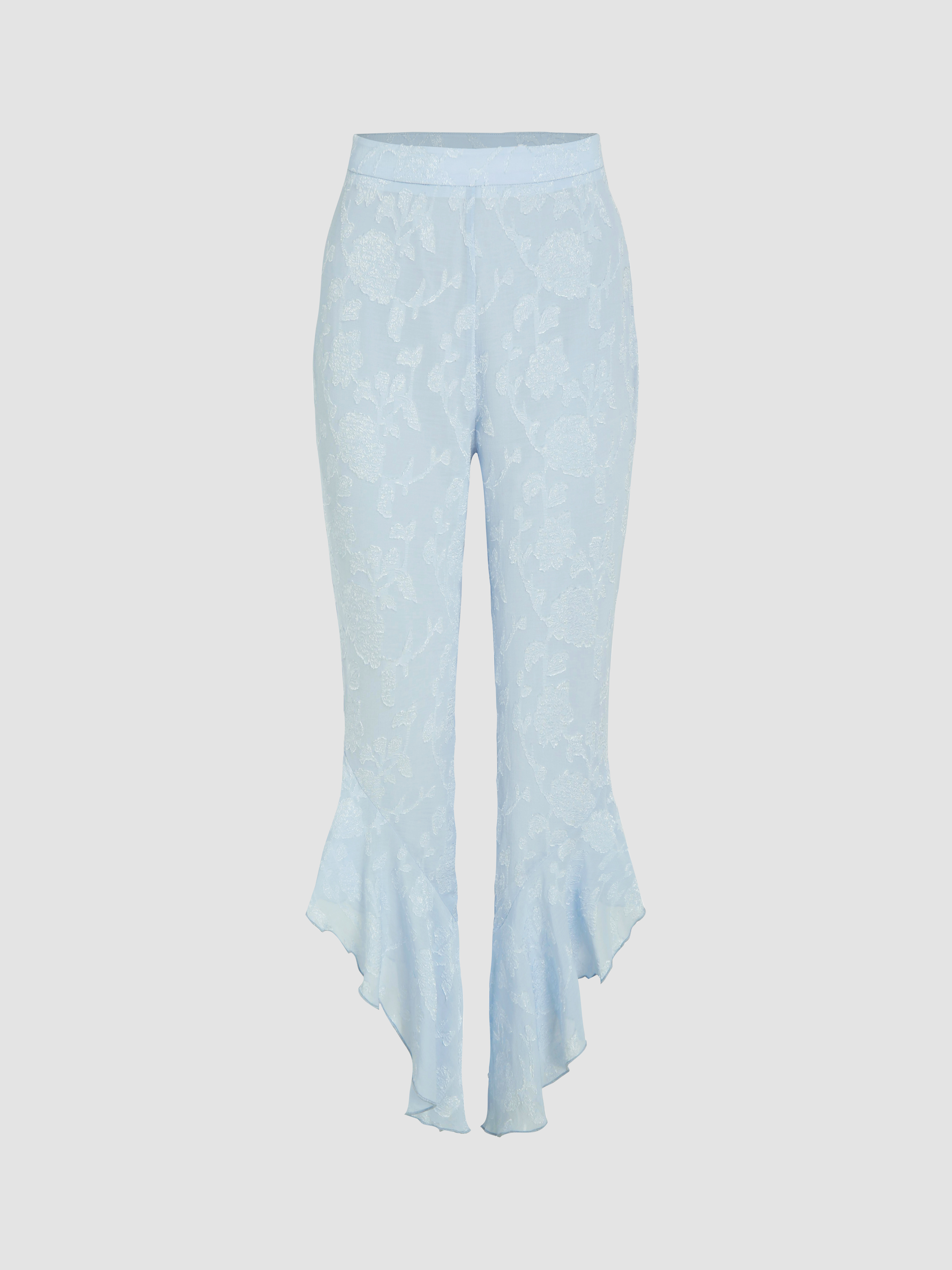 Light blue sale ruffle pants