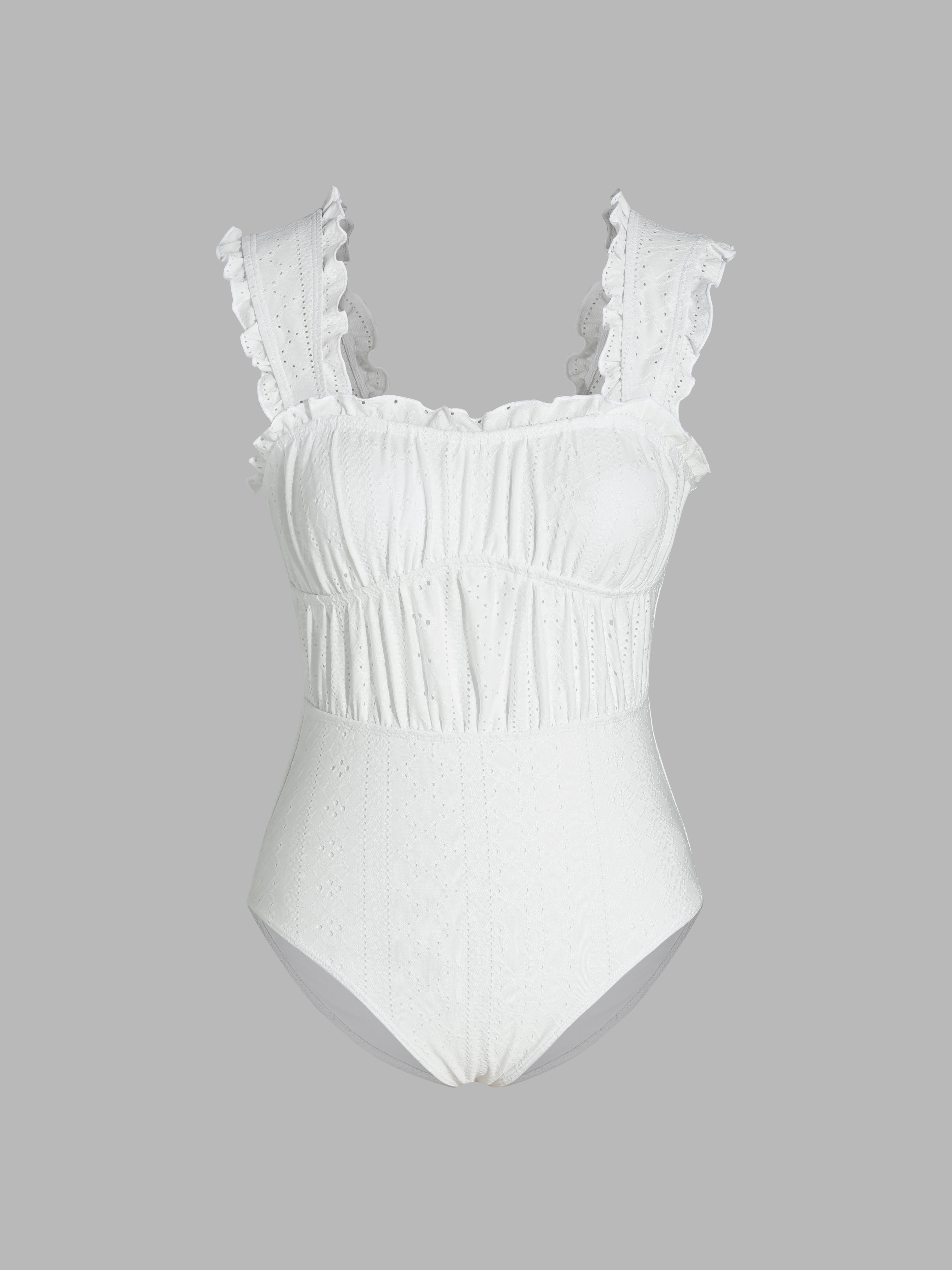 Lettuce Trim Crochet One Piece Swimsuit Cider