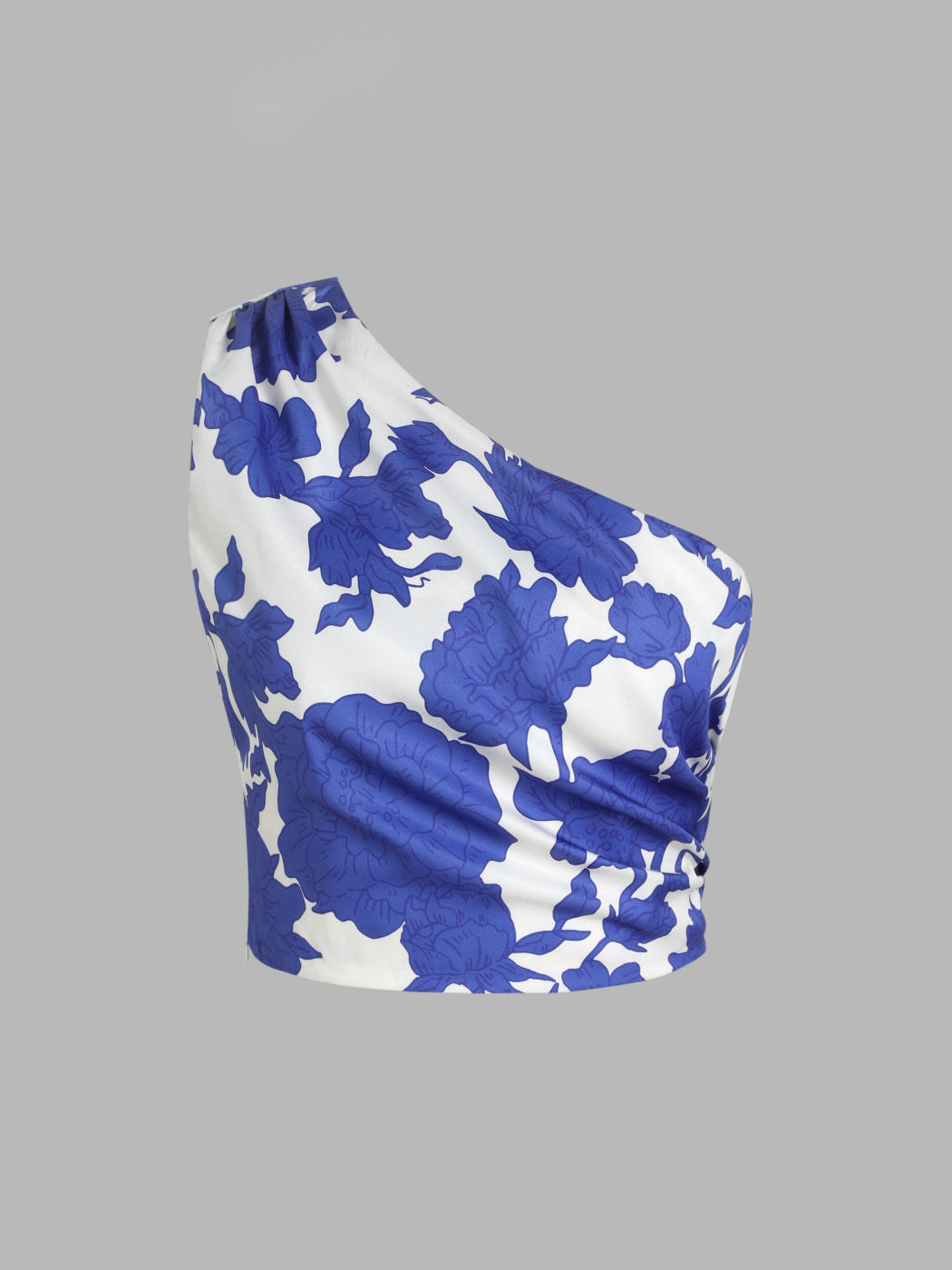 Gerafftes, asymmetrisches Crop Cami Top mit Blumenmuster