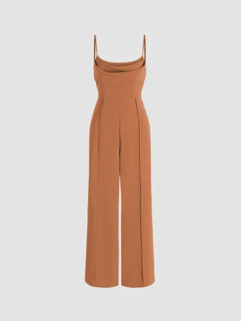 Solid Cowl Neck Stitch Overall