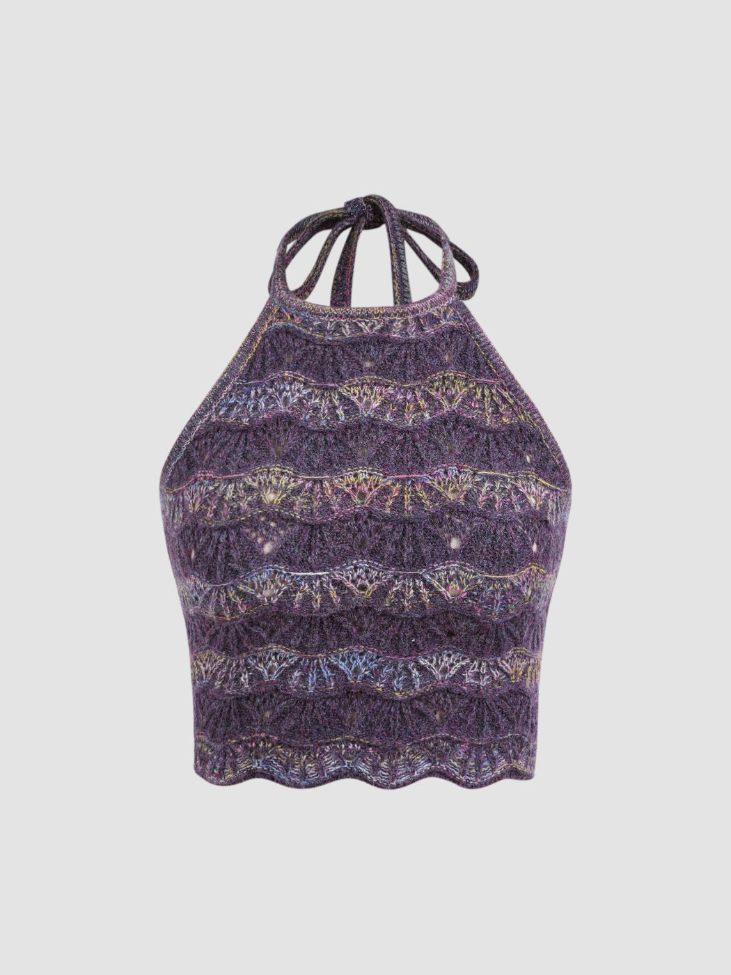 Striped Knitted Halter Crop Cami Top