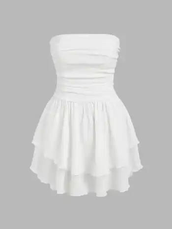 Ruchierter Rüschen-Mini-Tubenkleid