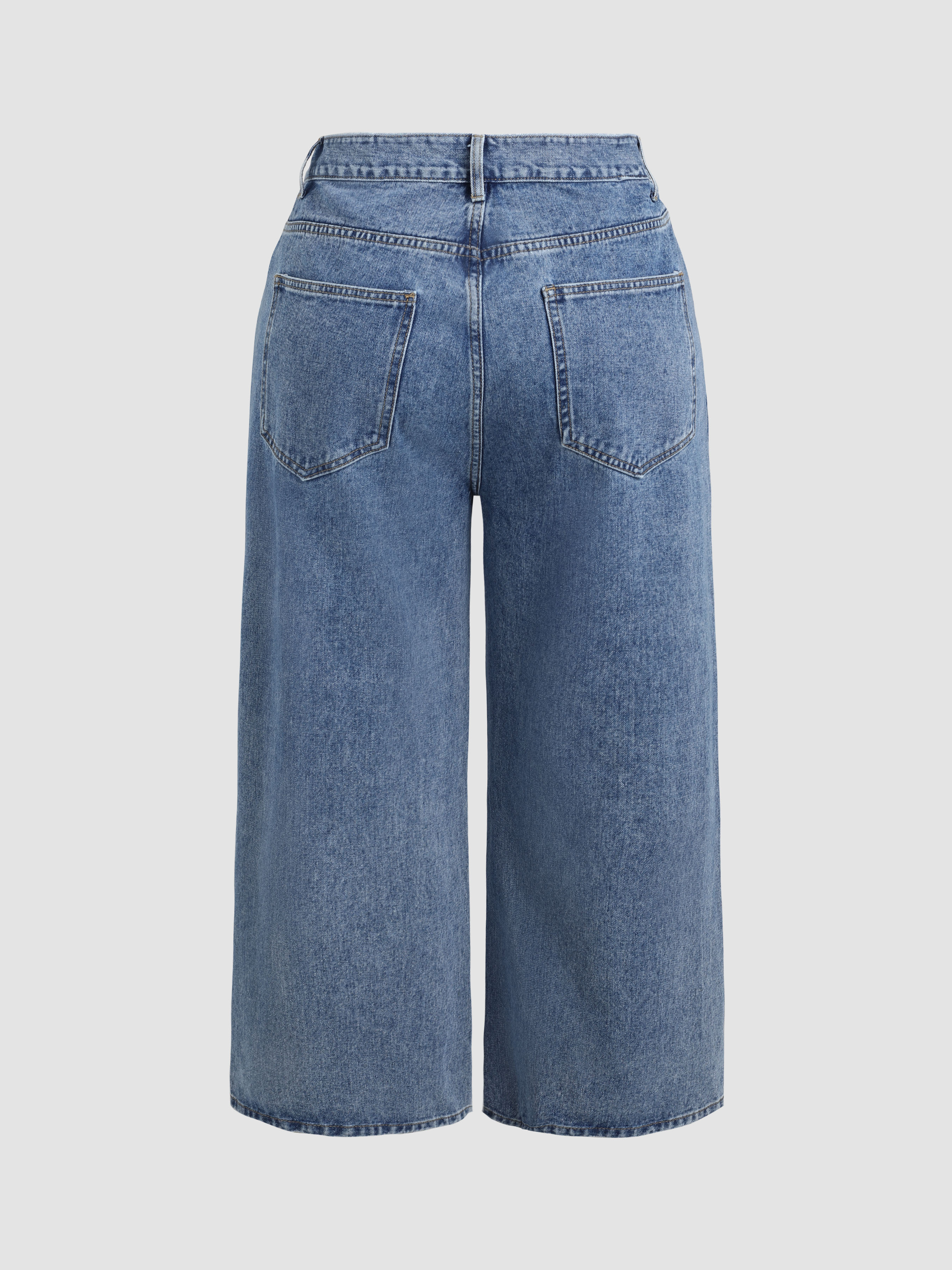 Cider デニム リップド ジーンズ City Chic Denim Cider Denim Mid Rise Solid Roll Hem Straight