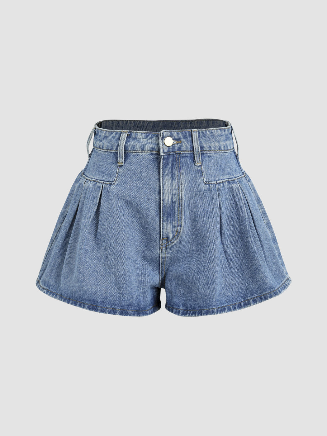 Denim-Shorts mit hoher Taille und weitem Bein