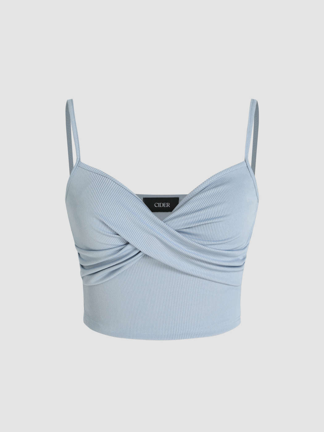 Light Blue Spaghetti Strap Halterneck Crop Top