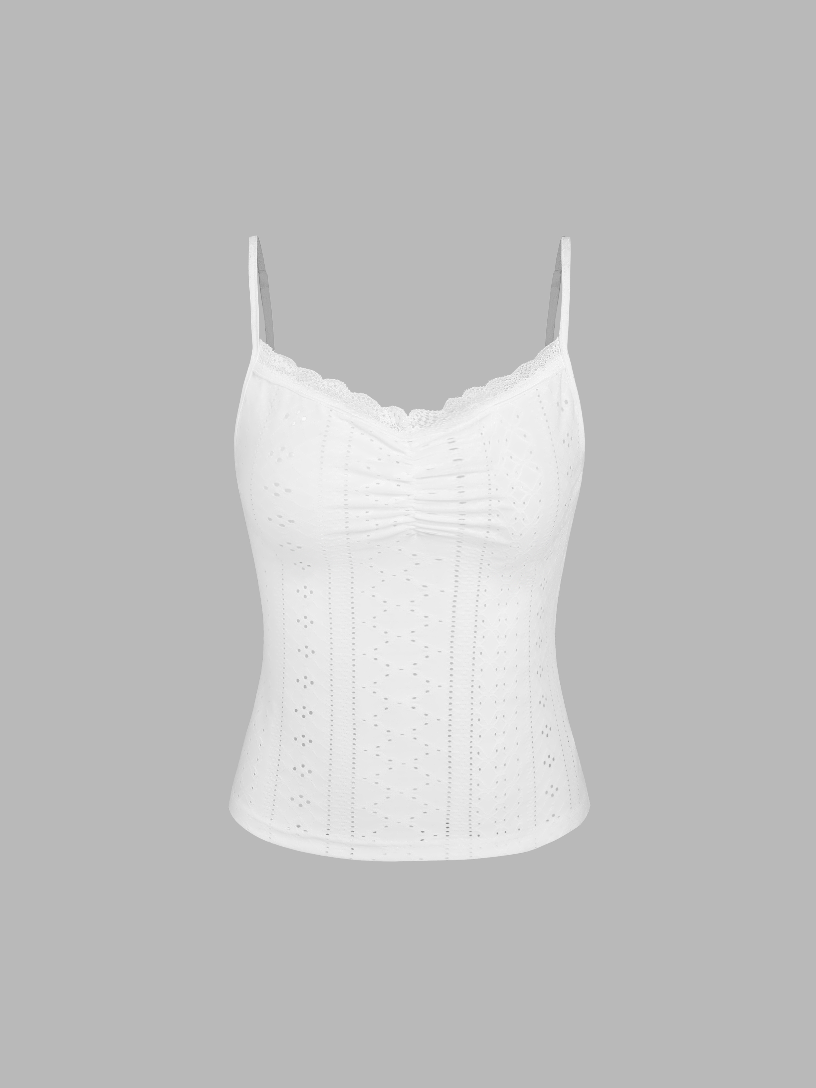 Recycled Fabric Solid Lace Trim Crop Tank Top