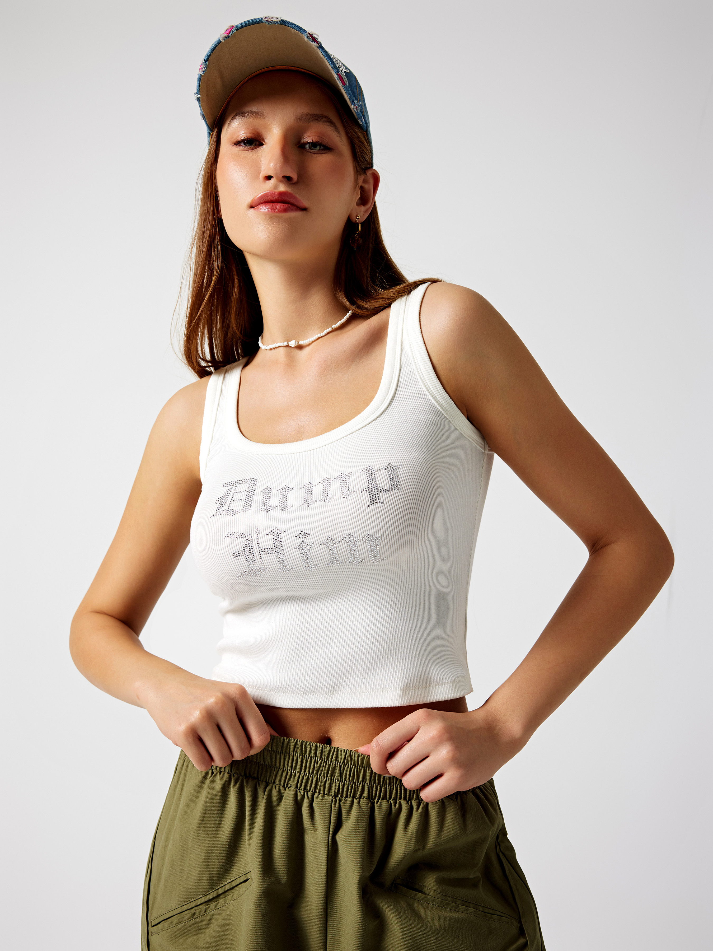 White Rhinestones Cropped Top – Aída La Mode