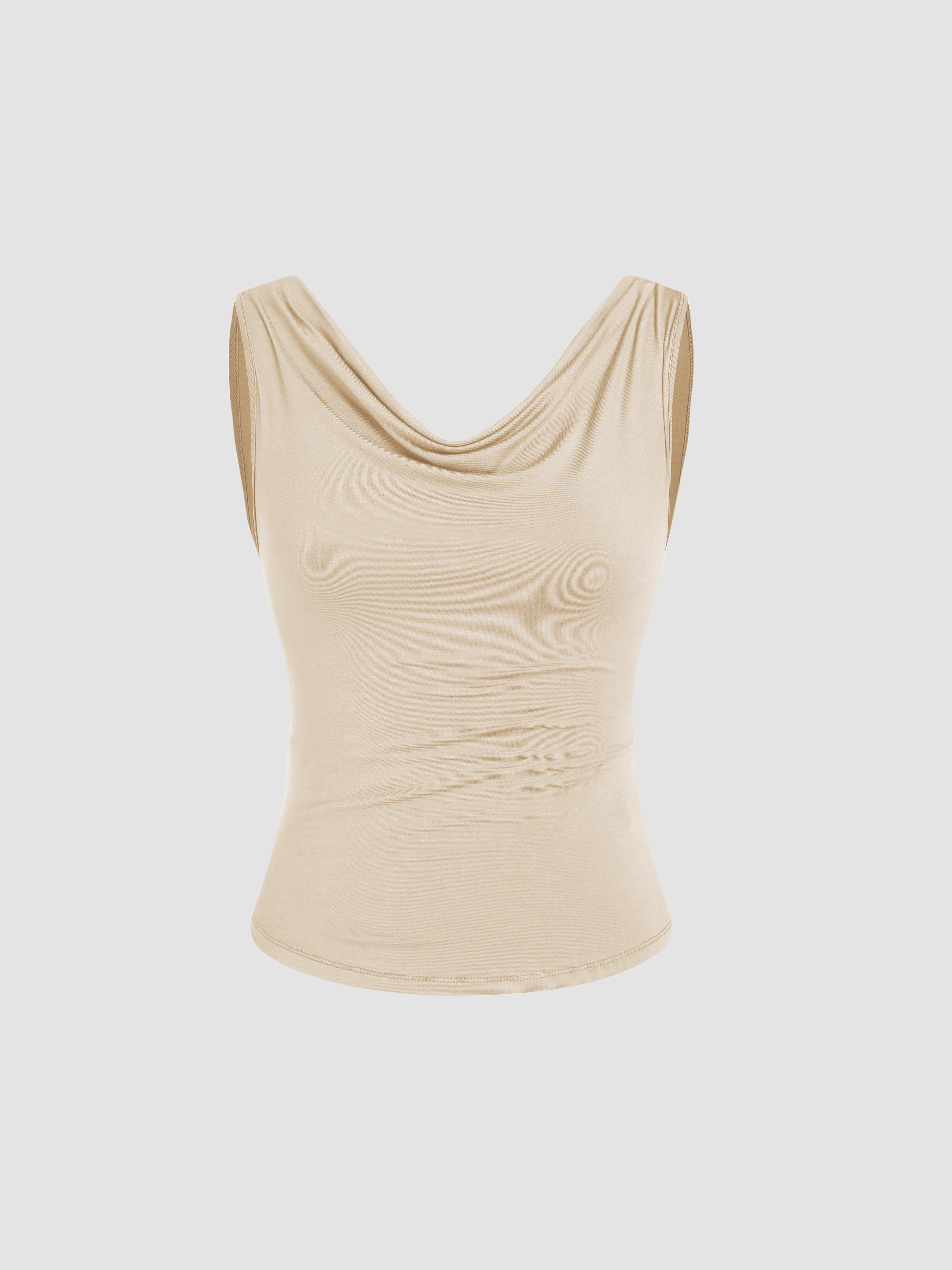 Solid Cowl Neck Tank Top - Cider
