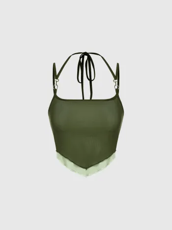 Crop-Tanktop mit Salatbesatz