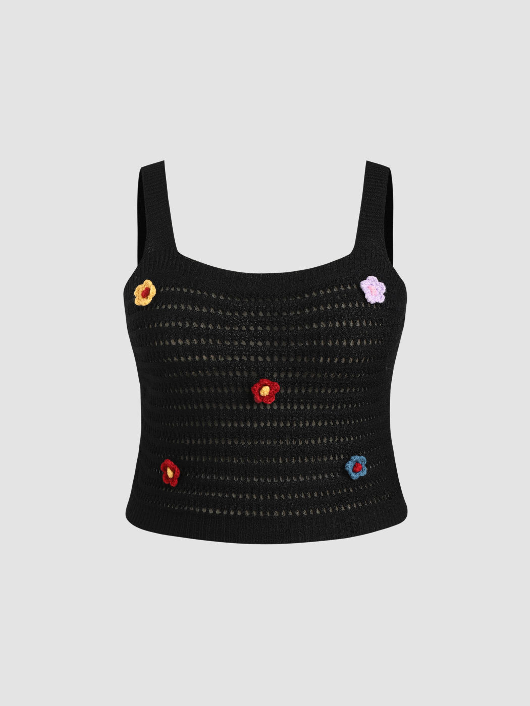 Curve & Plus 3D Floral Crochet Crop Top For Vacation Holiday