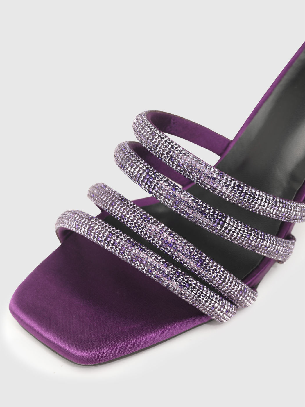 PU-Glitzer-Sandalen mit Stiletto-Absatz und doppeltem Riemen