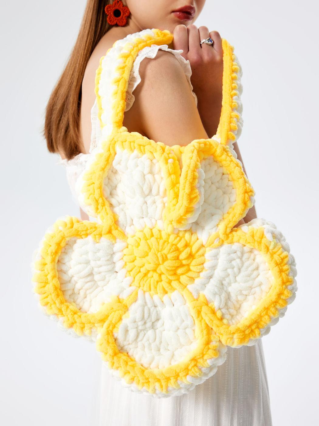 Frottee-Blumen-Design-Top-Griff-Tasche
