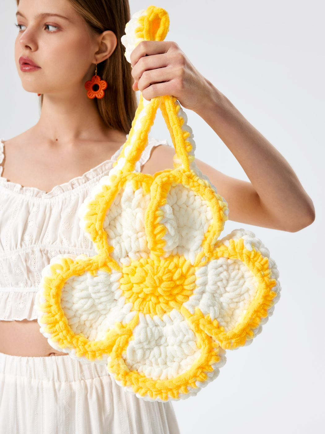 Frottee-Blumen-Design-Top-Griff-Tasche