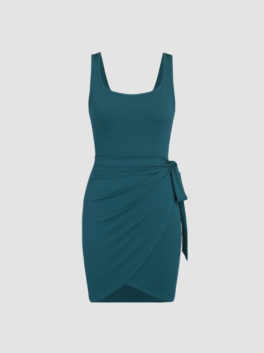 U-neckline Knotted Mini Dress