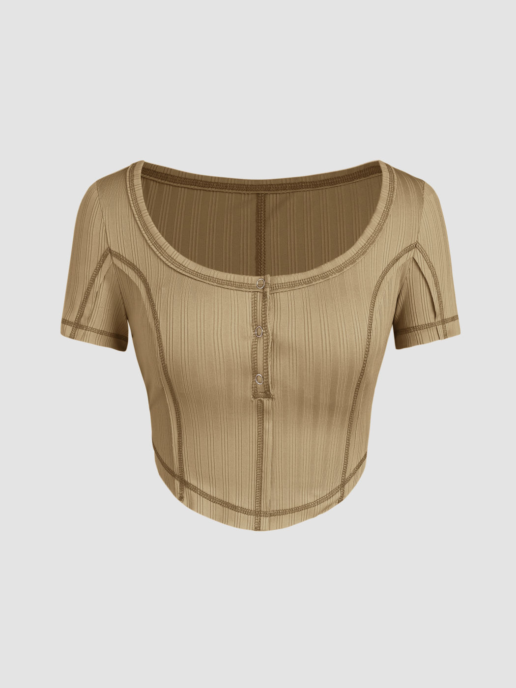 Crop Top mit geripptem U-Ausschnitt