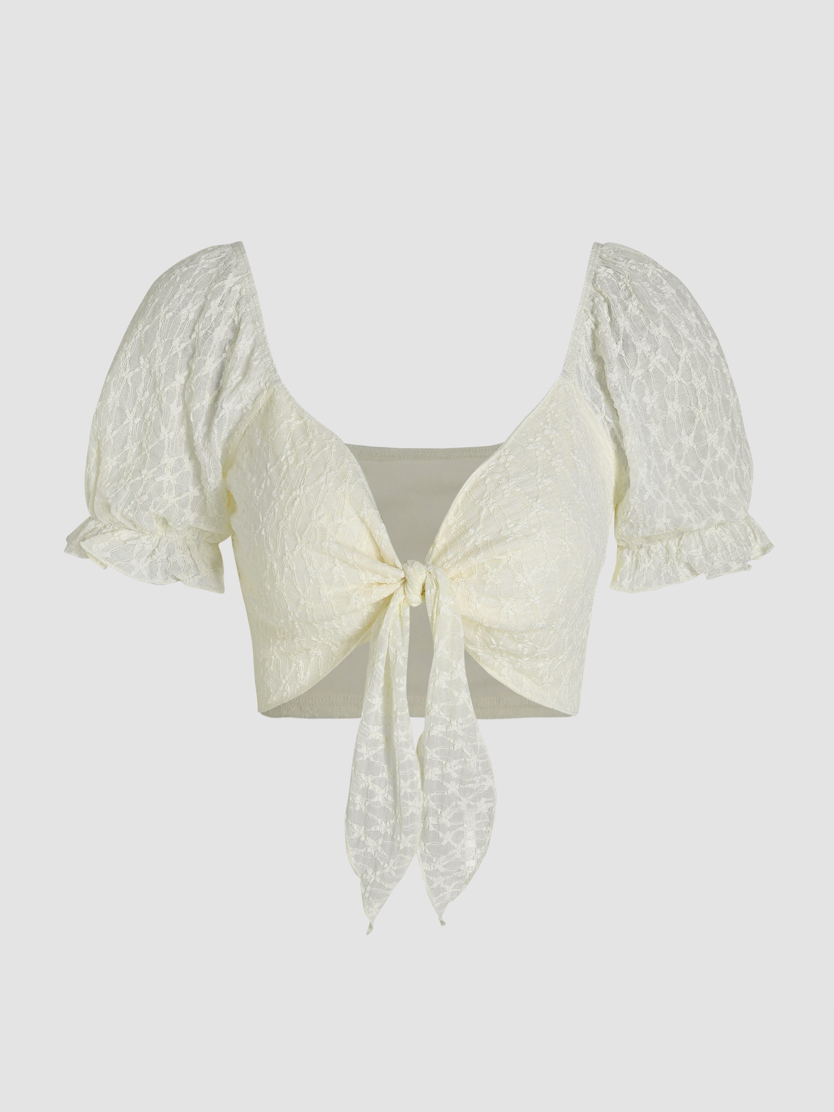mesh puff sleeve crop top