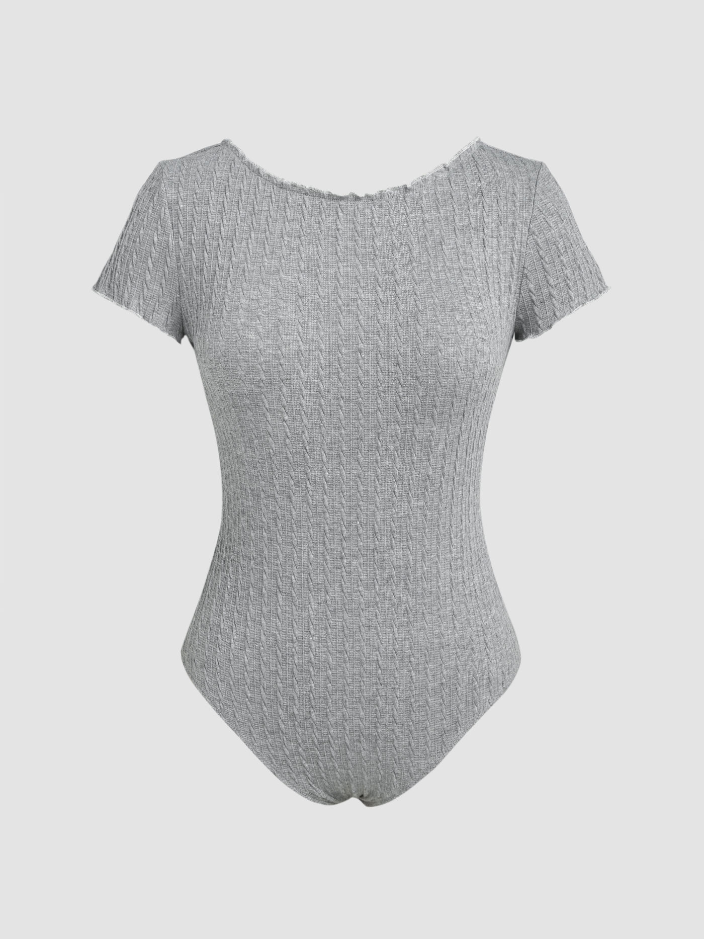Texture Knit Lettuce Trim Bodysuit